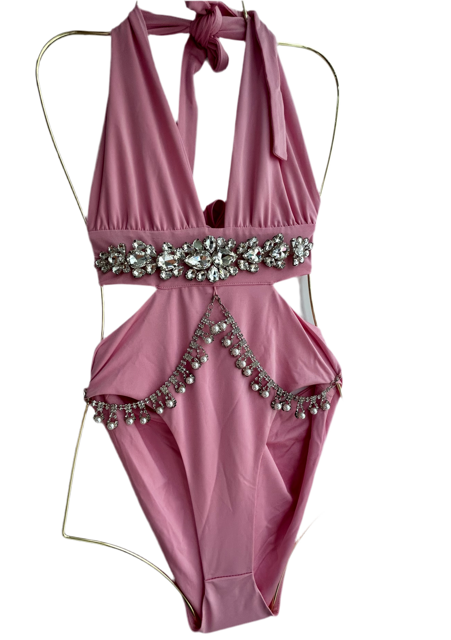 Pink Rhinestone Swimsuit