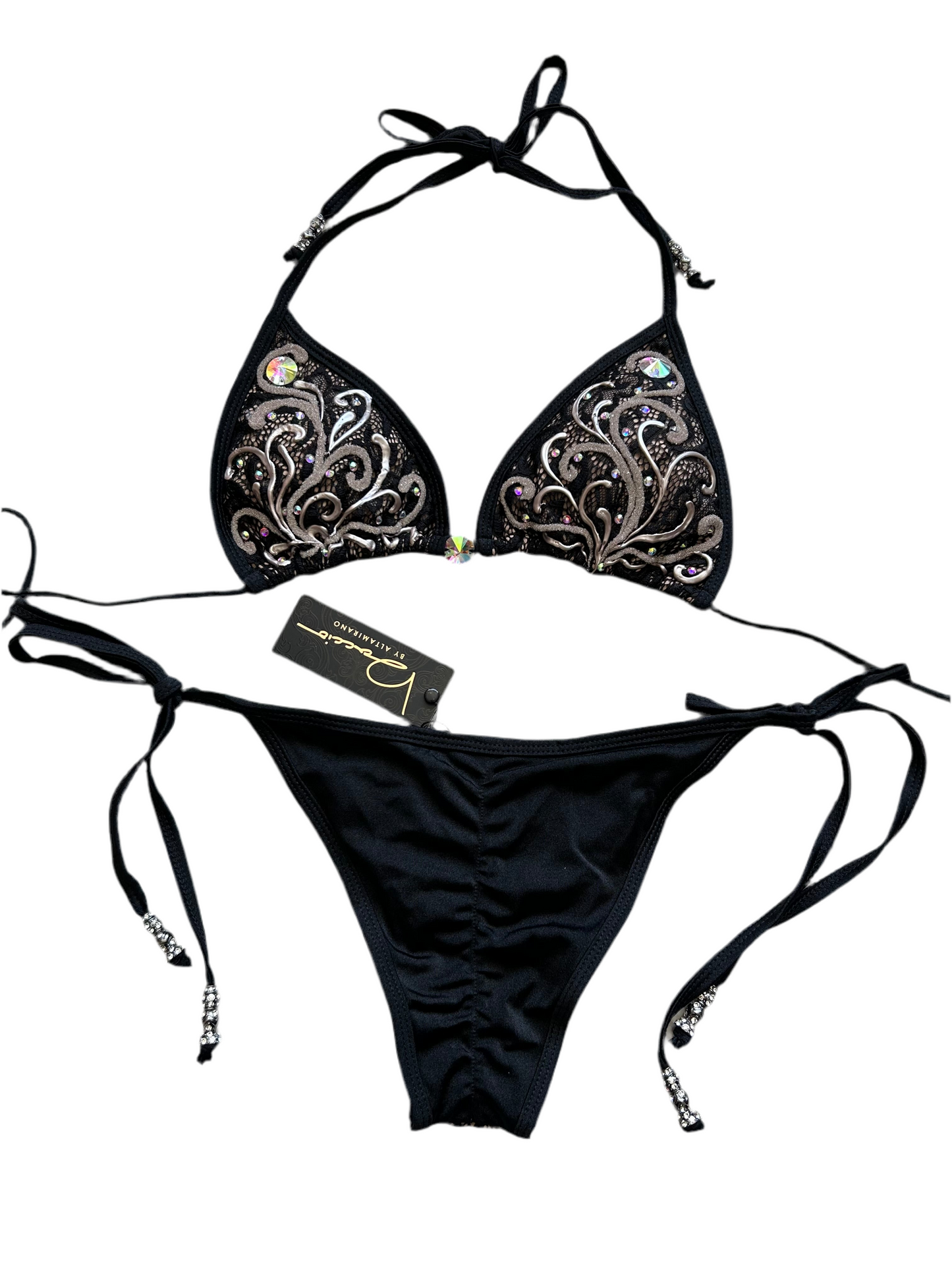 Baccio Black Rhinestone Swimsuit