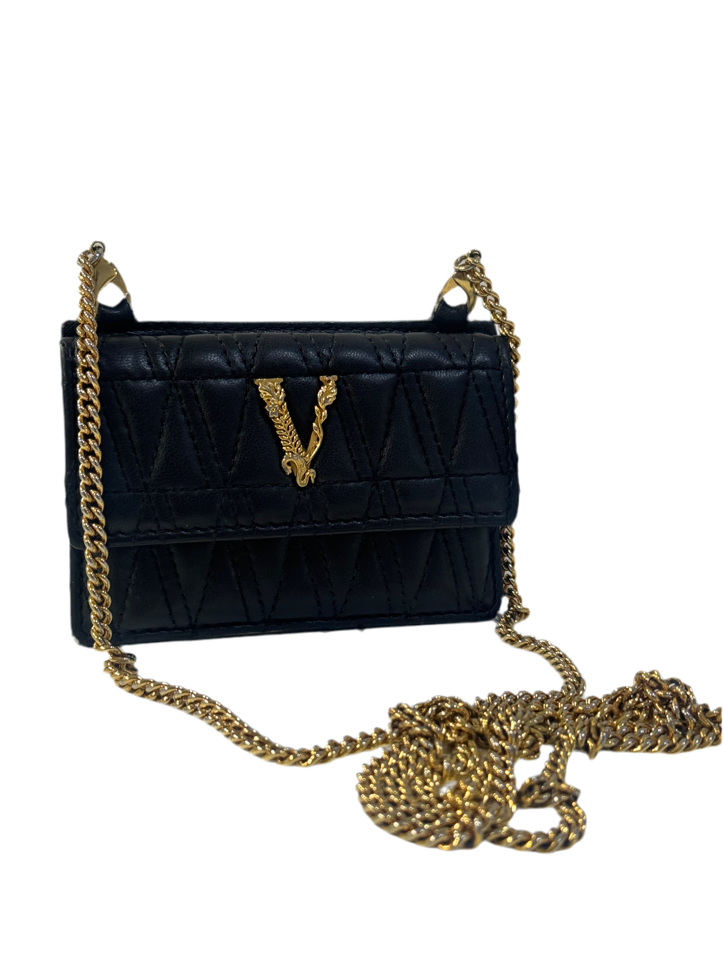 Black Versace Virtus Nappa Leather Card Holder