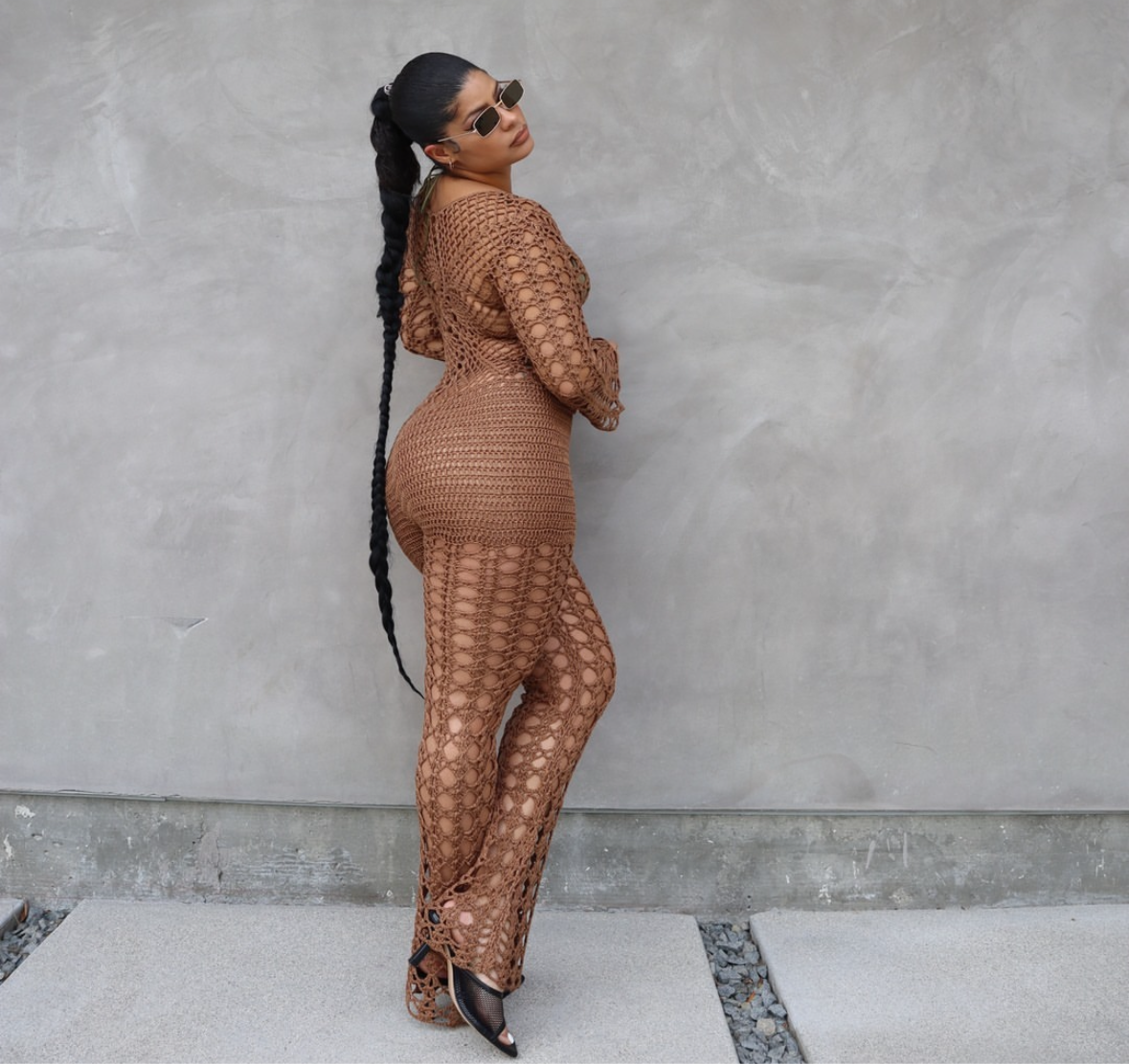 Brown crochet one piece