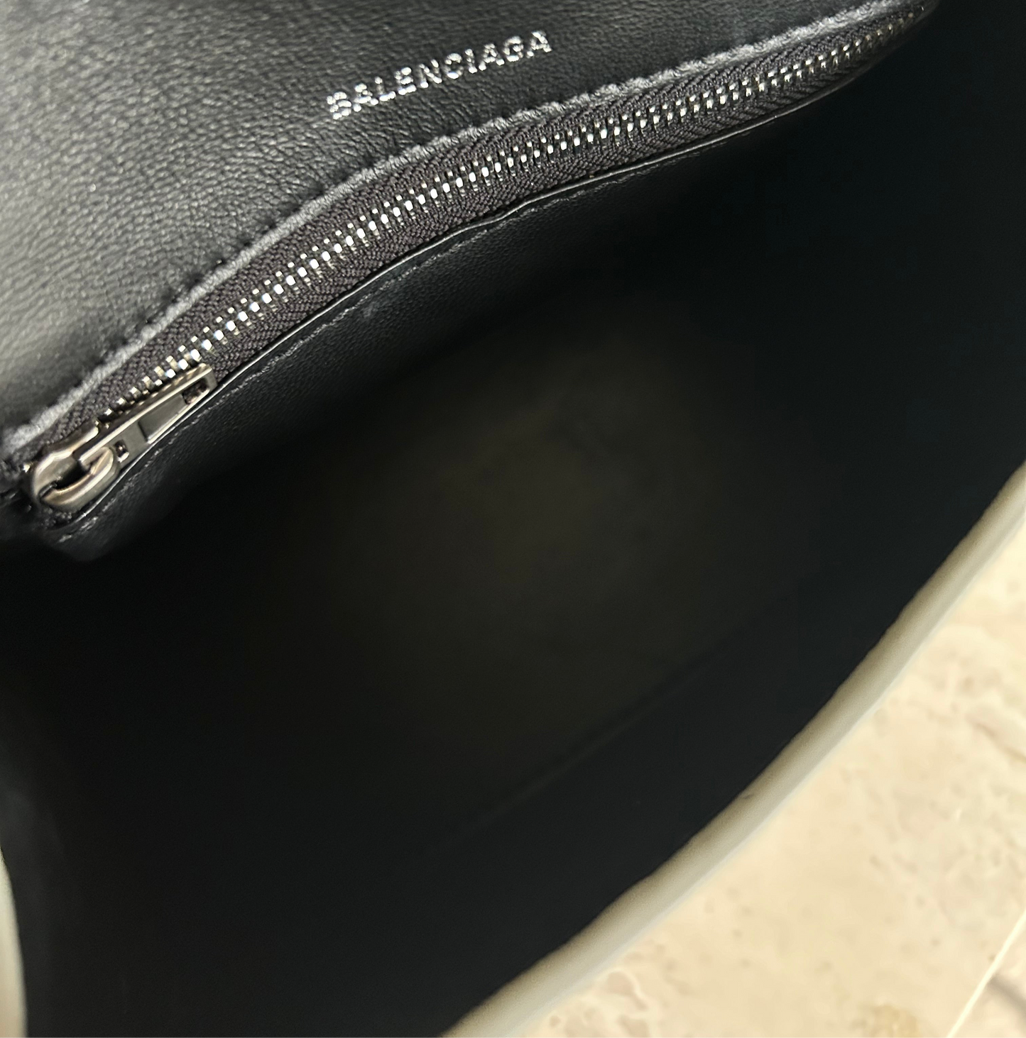 Balenciaga Hourglass Xs Crocodile Embossed Handbag