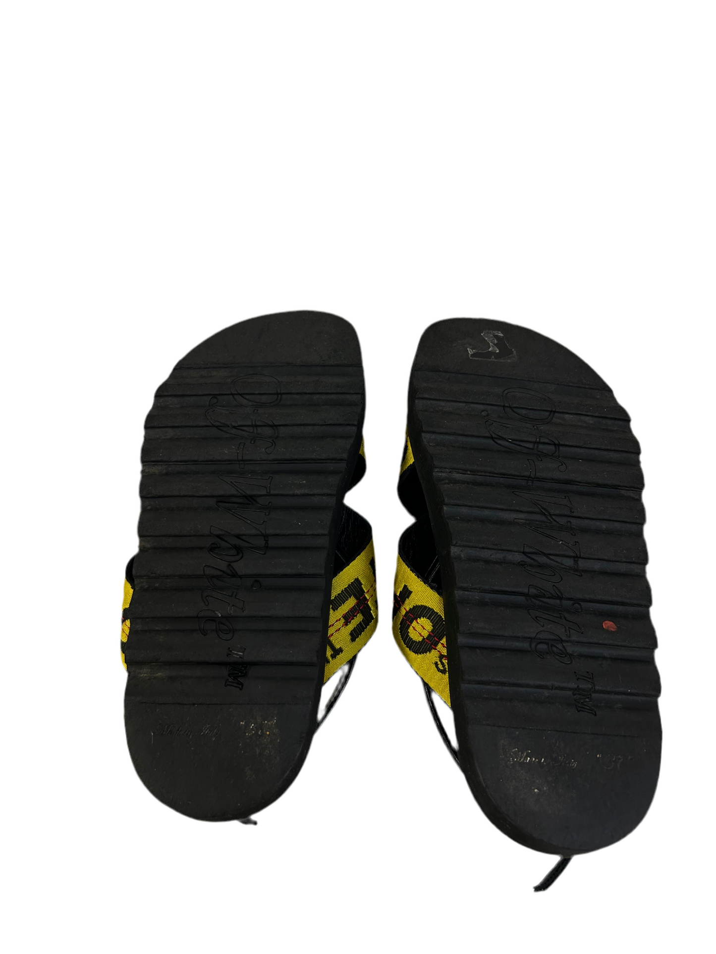 Off White Faux Fur Slip on Sandals 37