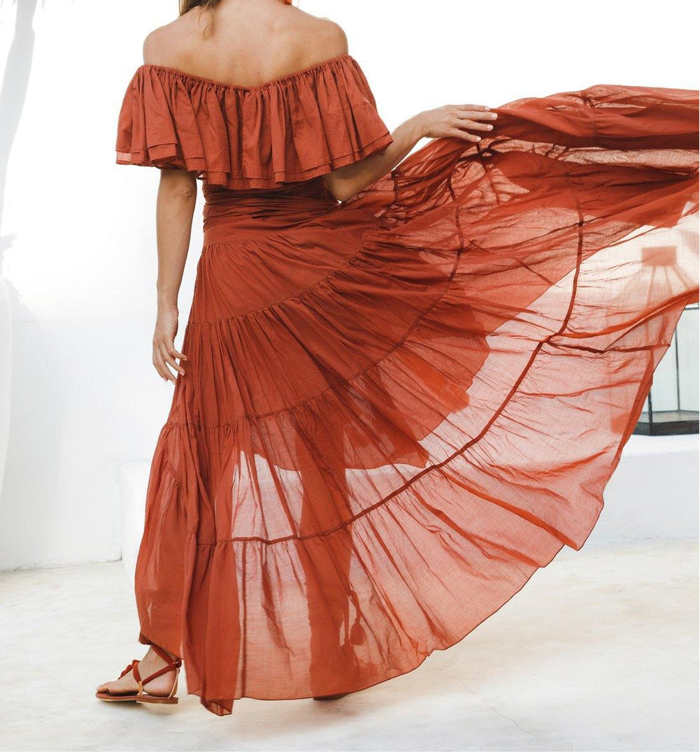 Erika Peña Ruffle Off Shoulder Top