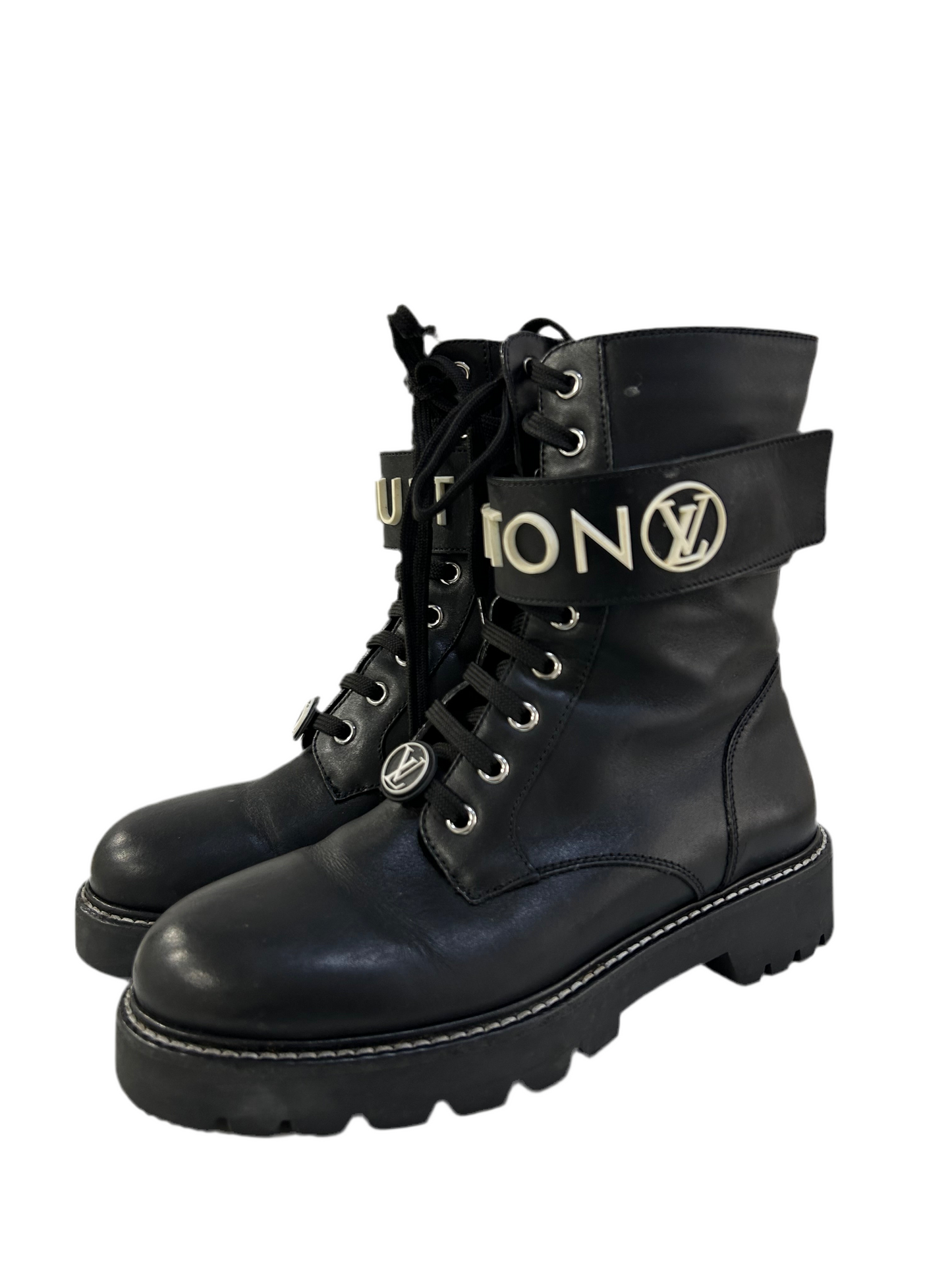 Louis Vuitton Black Leather Combat Boots 6.5