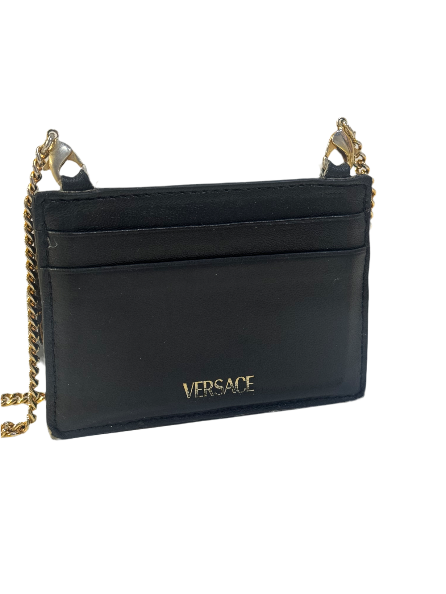 Black Versace Virtus Nappa Leather Card Holder