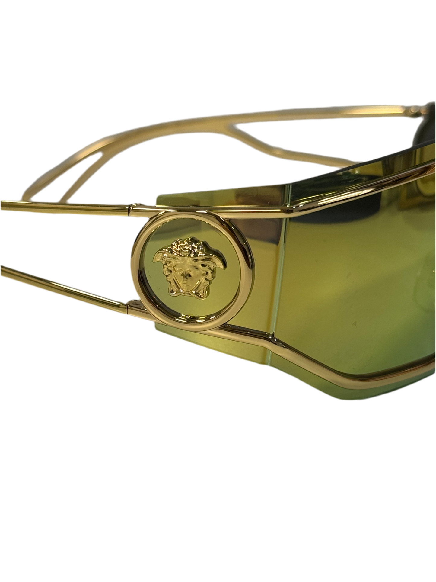 Versace Medusa Gold Tone Mirrored Shield Sunglasses