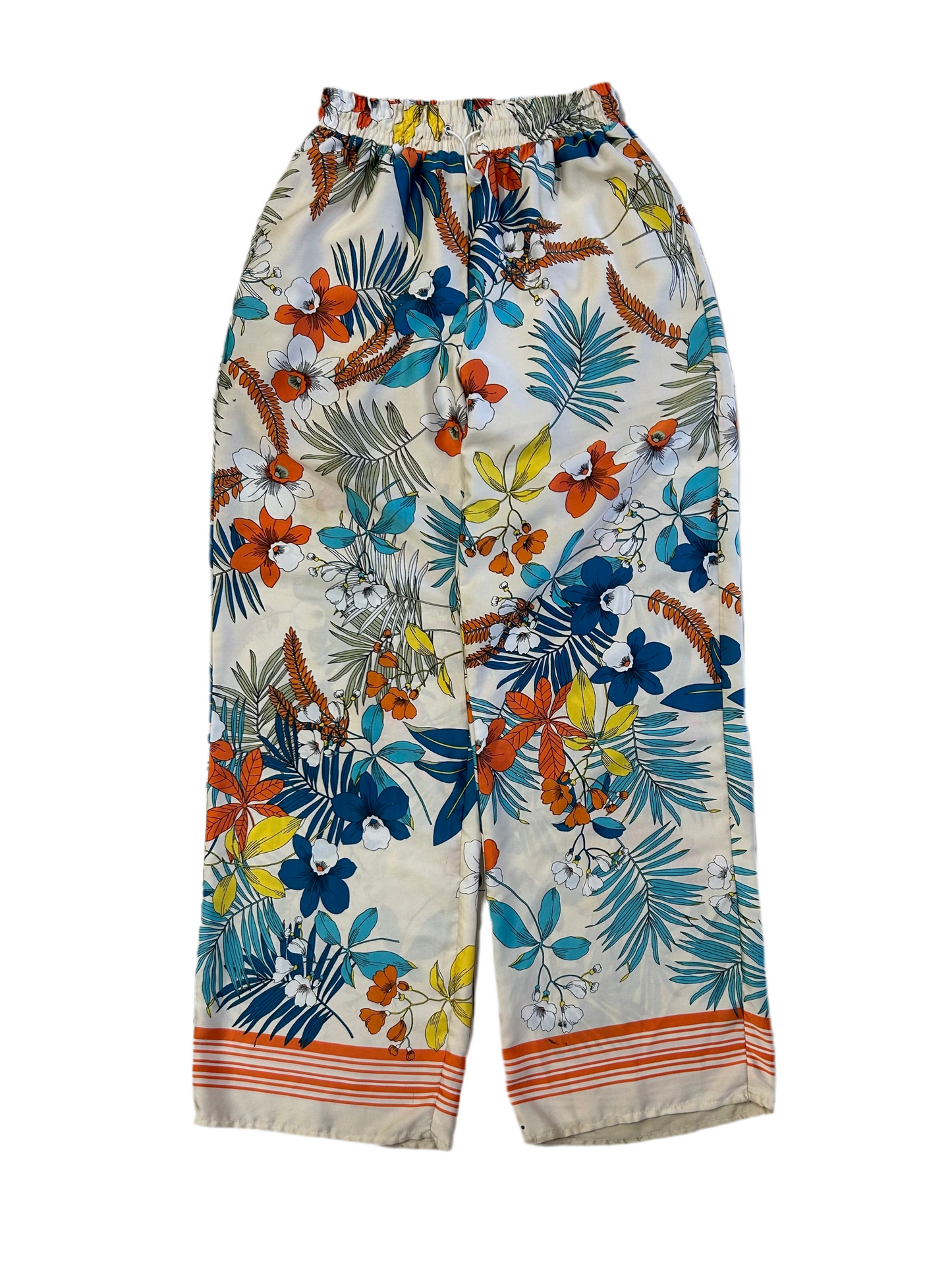 Floral Satin Wide Leg Pants