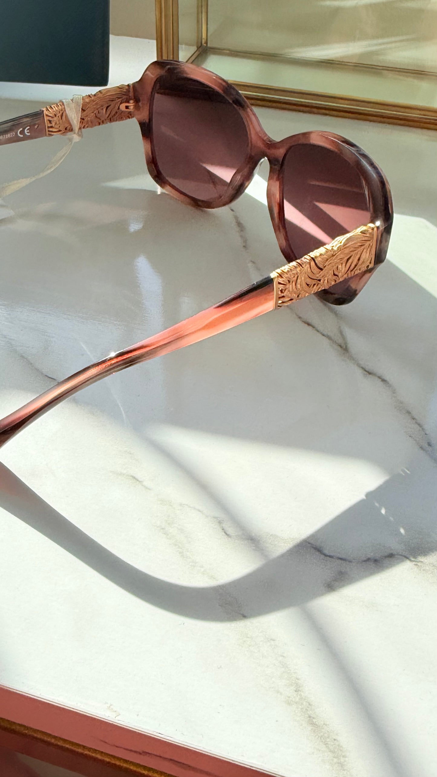 Maui Jim Rose Tortoise Sunglasses with Rose Lenses & Rose Gold Feather Temples