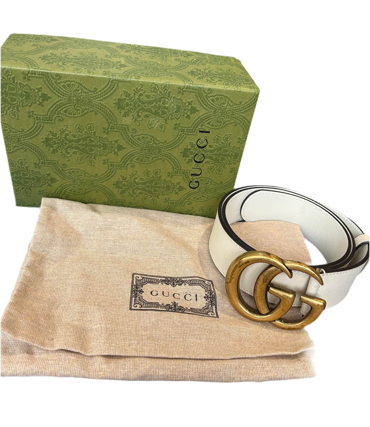 Gucci GG Marmont wide belt ivory