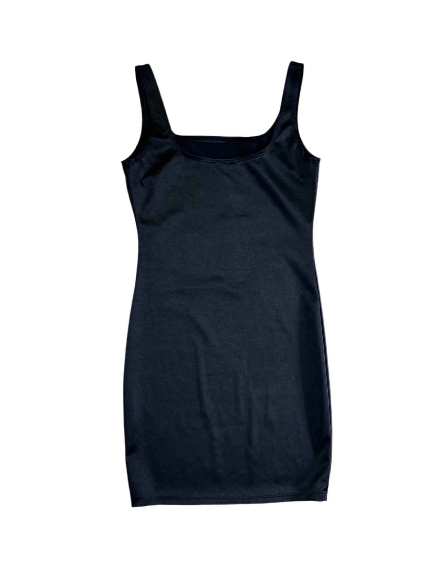 Black satin mini dress