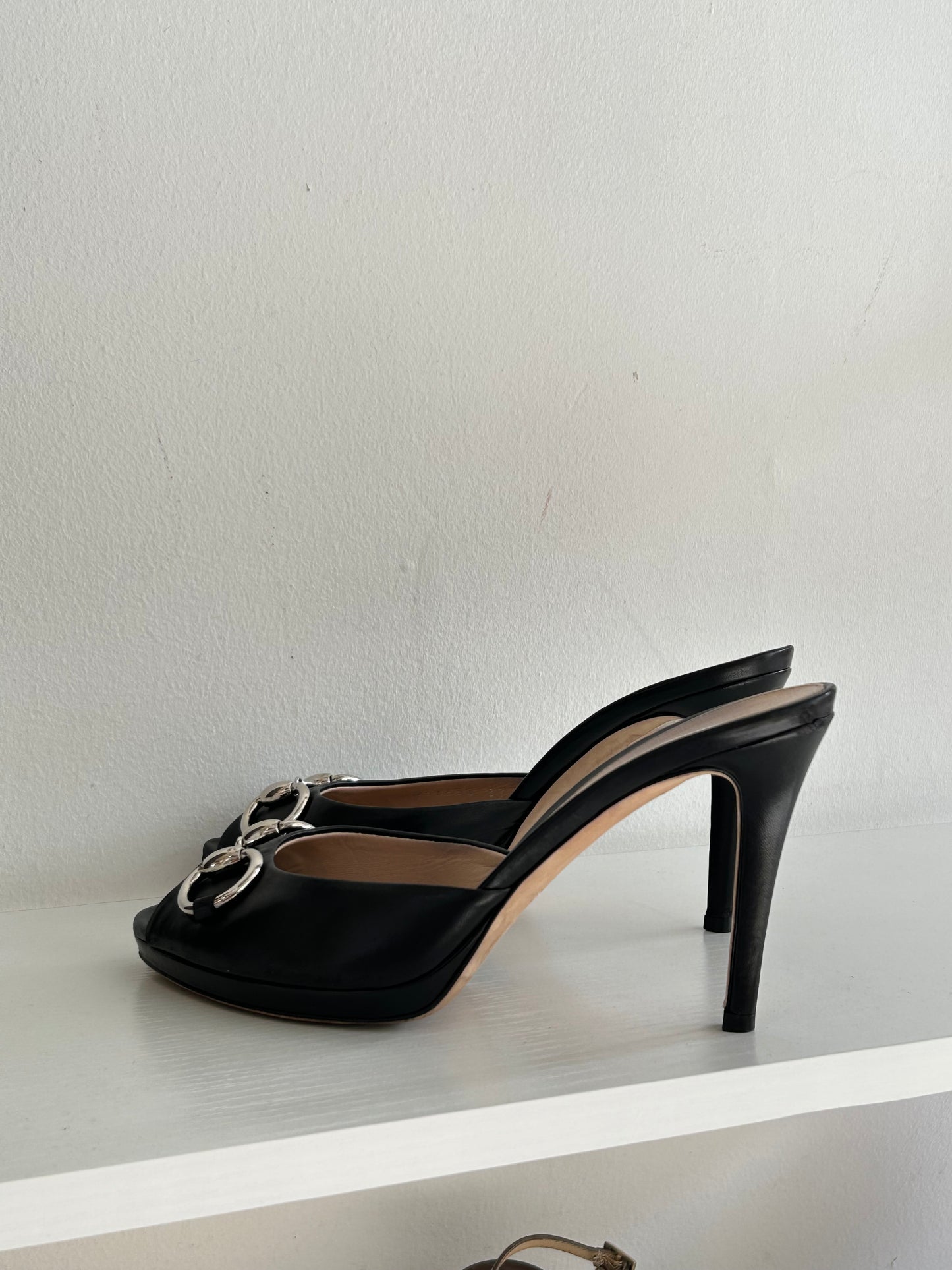 Gucci Black Leather Kitten Heels