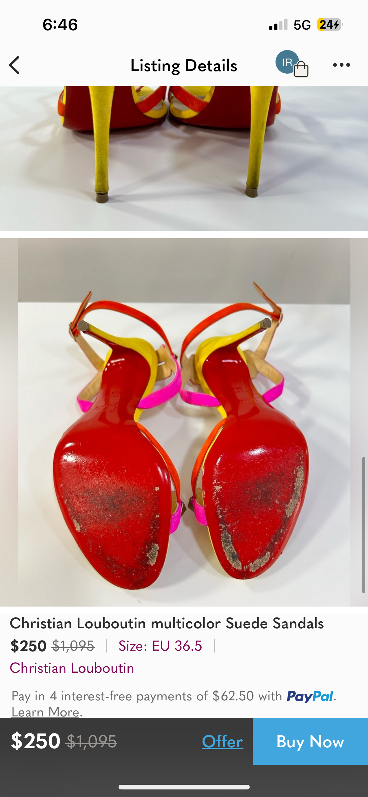 Christian Louboutin Studded Multi Color Strap heel 36.5