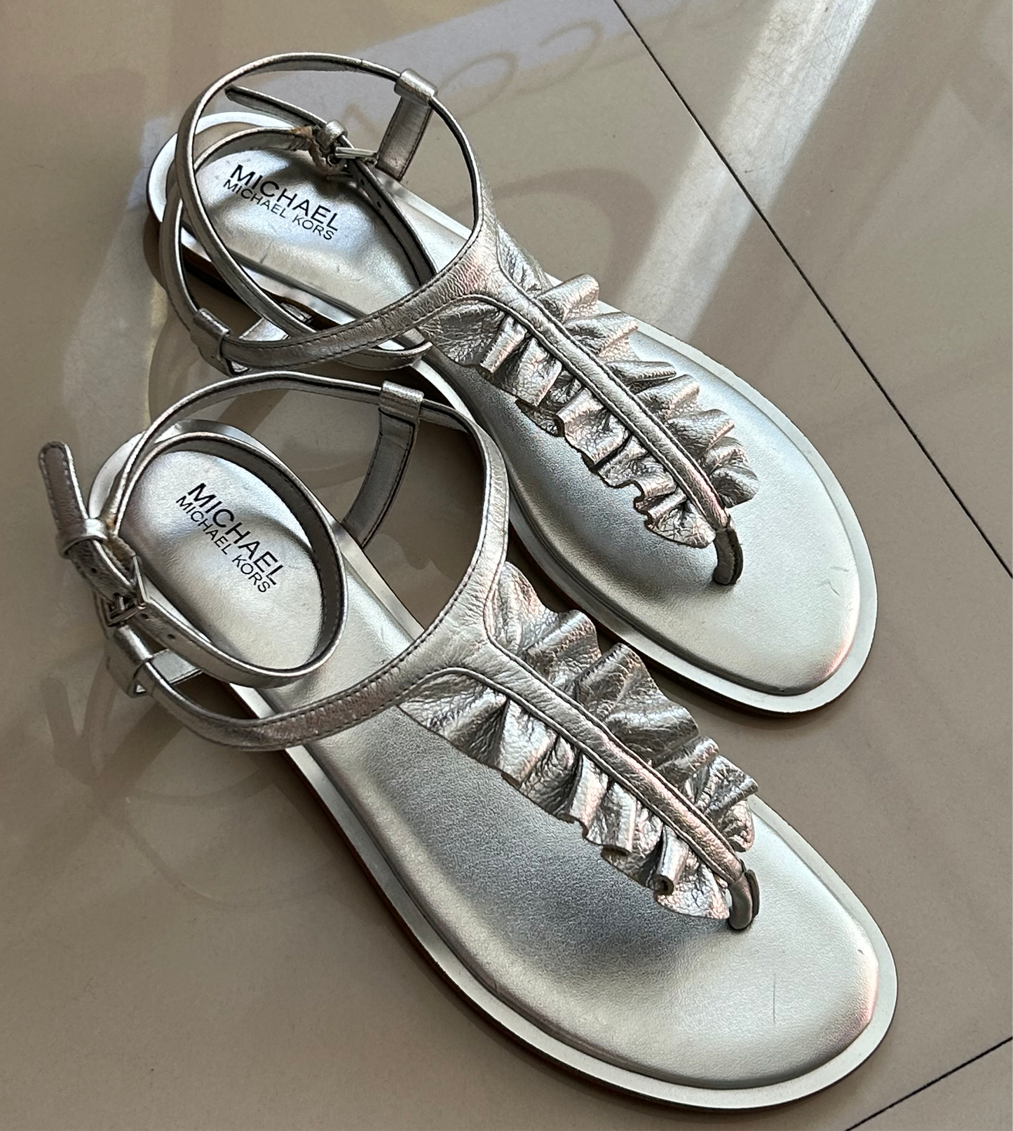 Michael Kors Silver Sandals 6.5