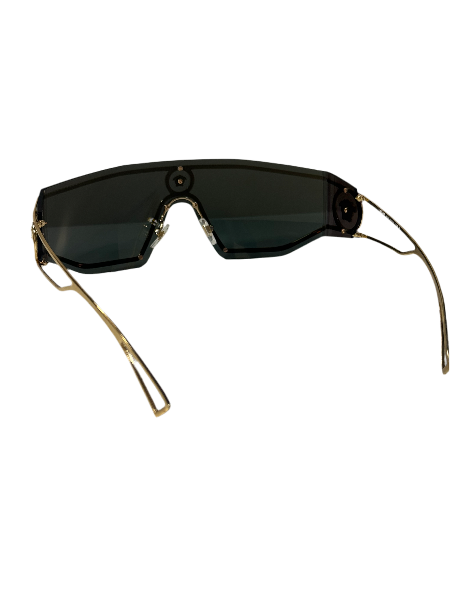 Versace Medusa Gold Tone Mirrored Shield Sunglasses