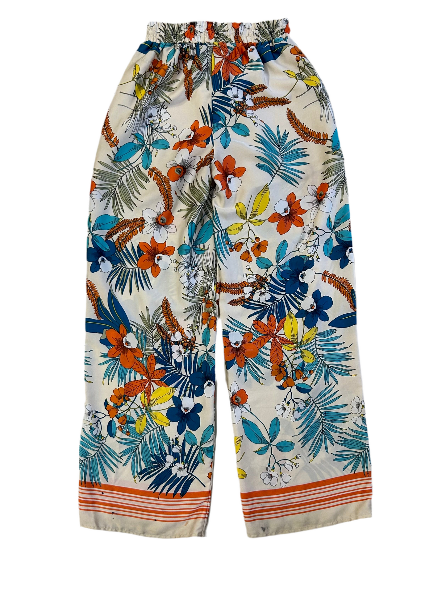 Floral Satin Wide Leg Pants