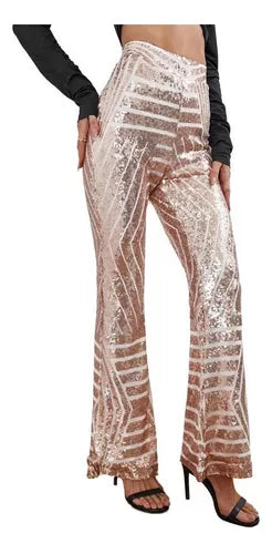 Rose Gold Sequin Flare Pants
