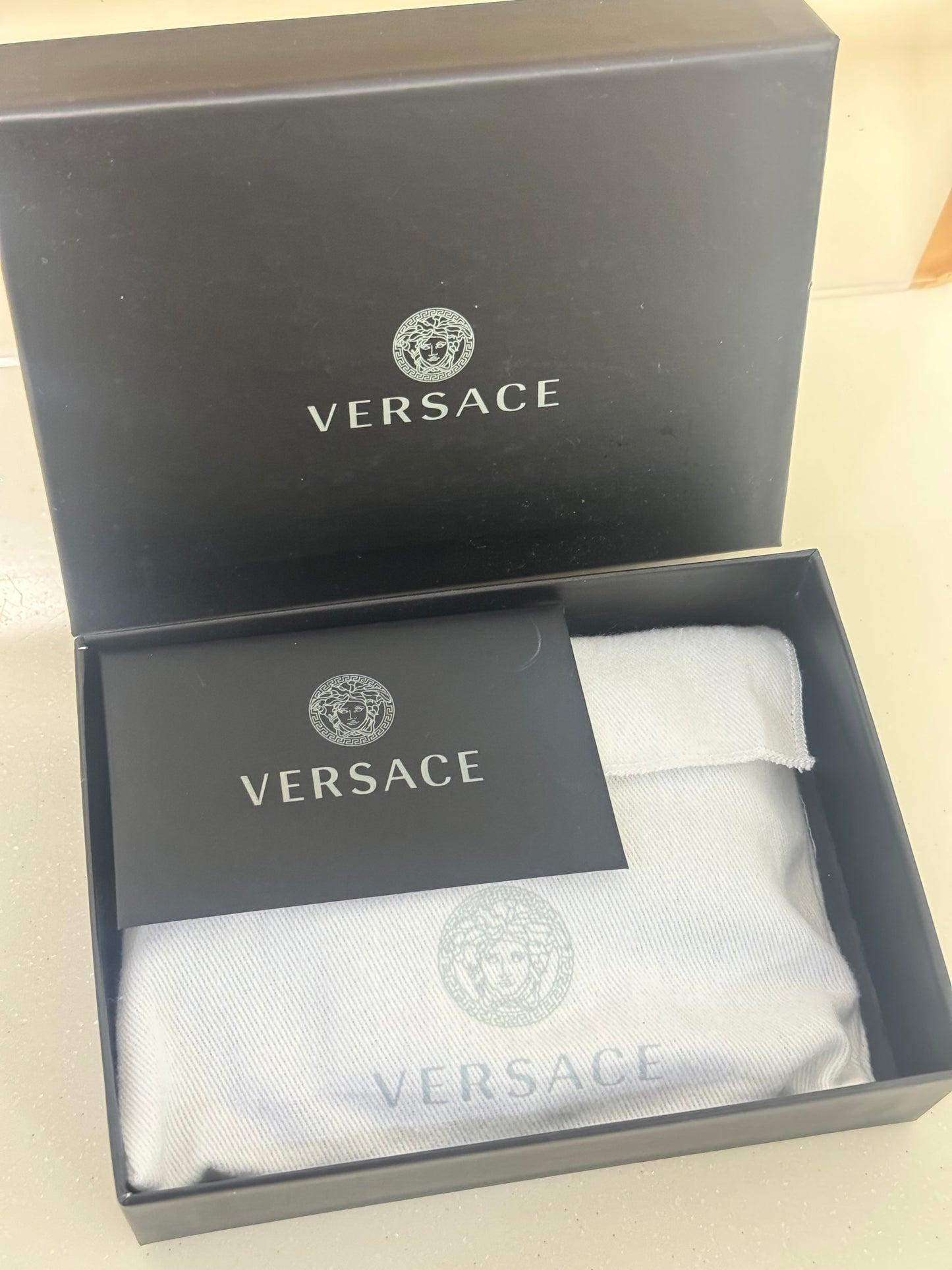 Black Versace Virtus Nappa Leather Card Holder