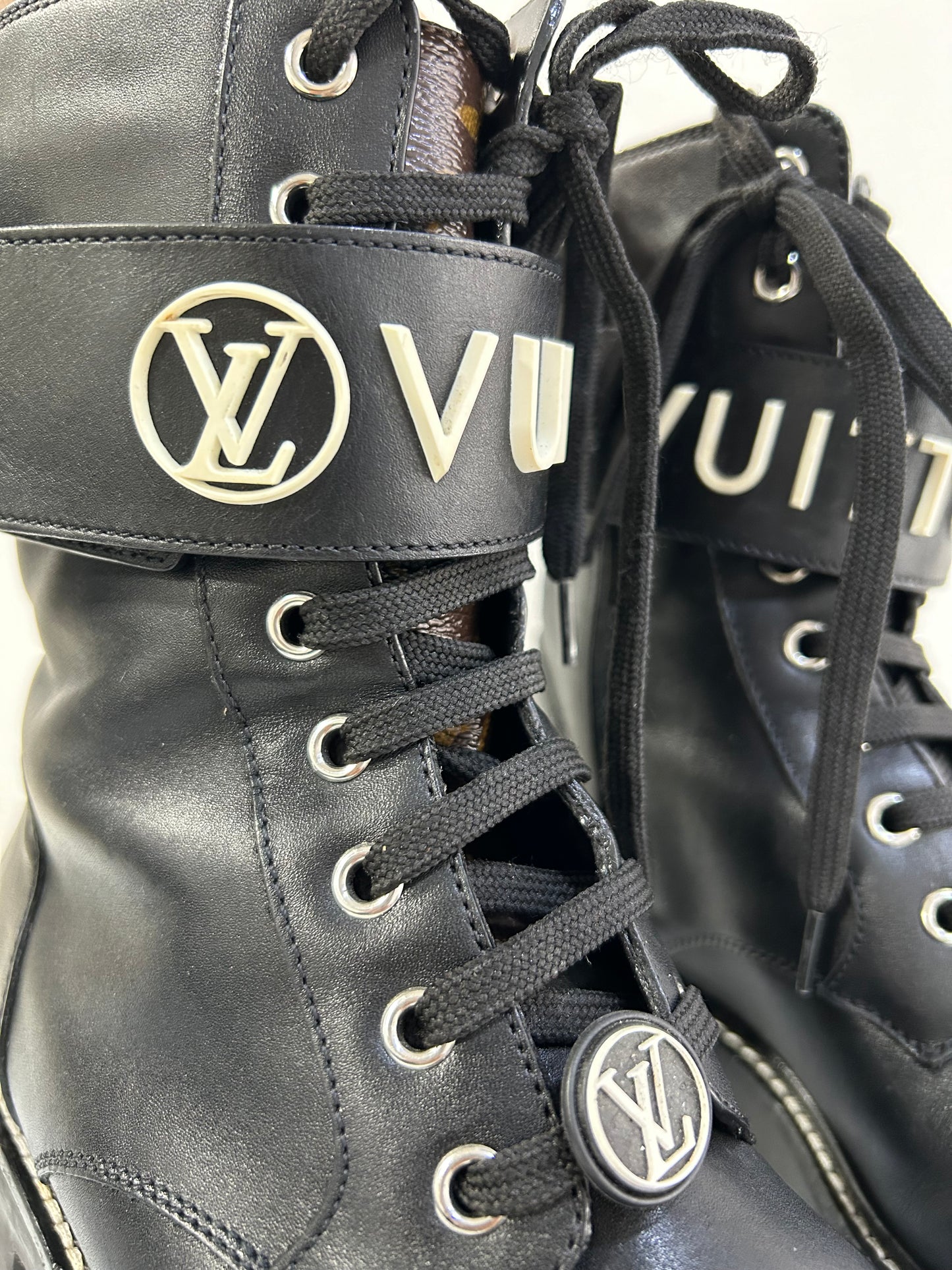 Louis Vuitton Black Leather Combat Boots 6.5