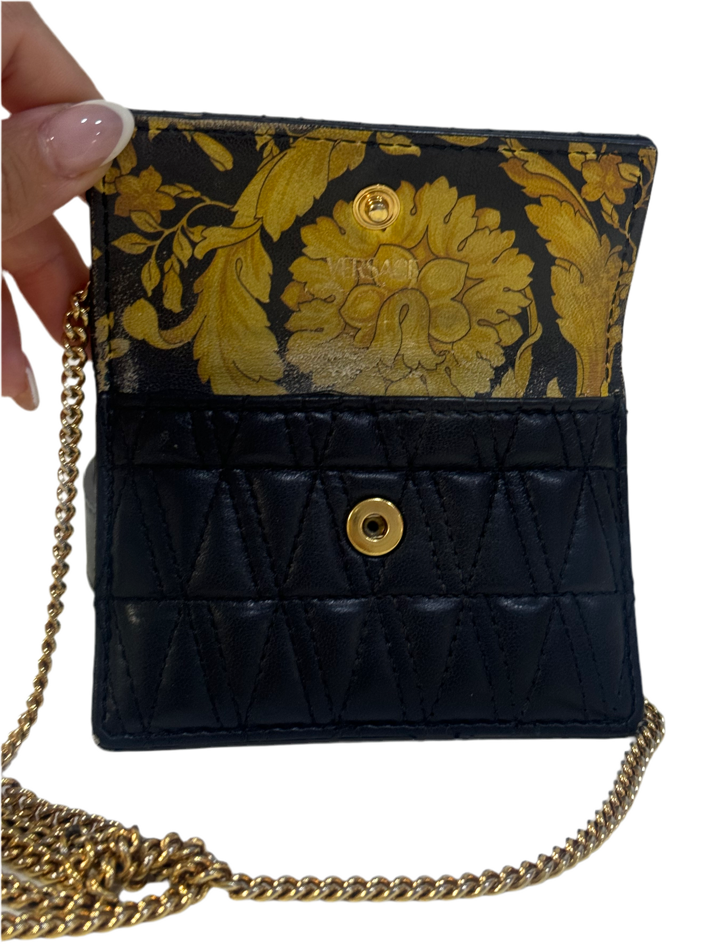 Black Versace Virtus Nappa Leather Card Holder