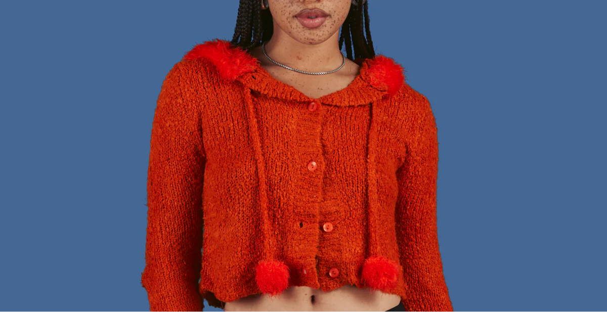 Unif Fuku orange cropped cardigan Velvet Closet