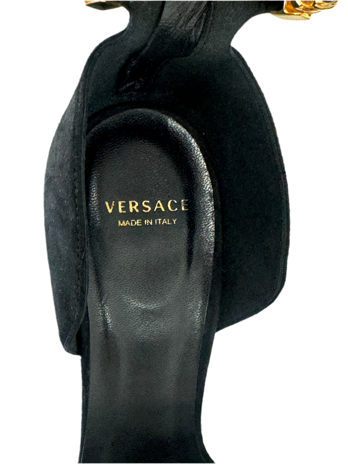 Versace Suede Black Gold Heels 36