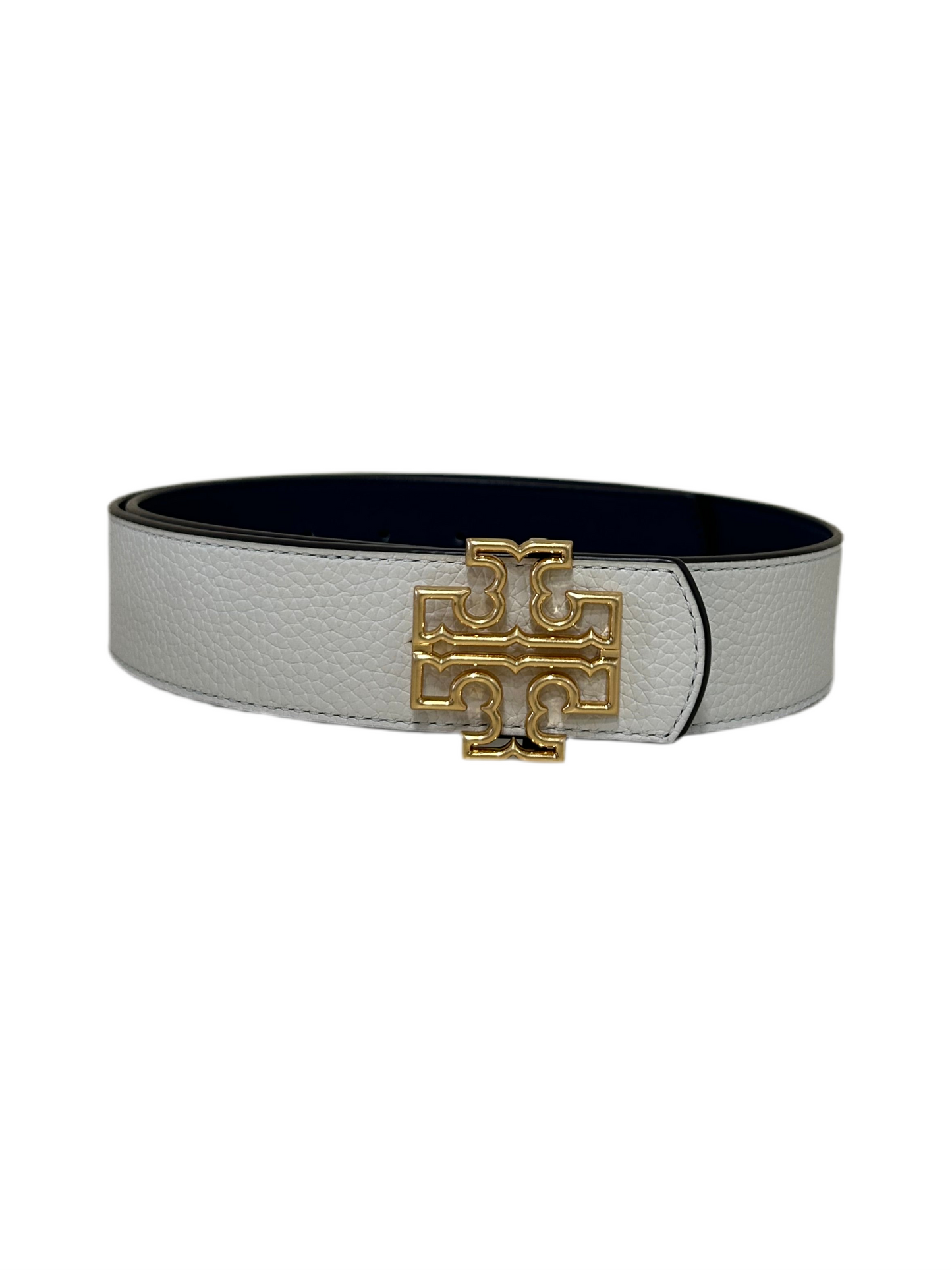Tory Burch Britten Reversible Belt Ivory/Navy