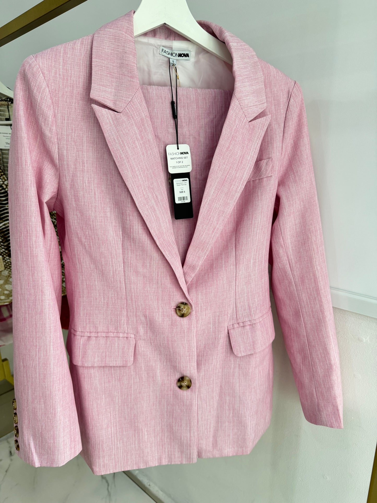 Pink Linen Blazer Set