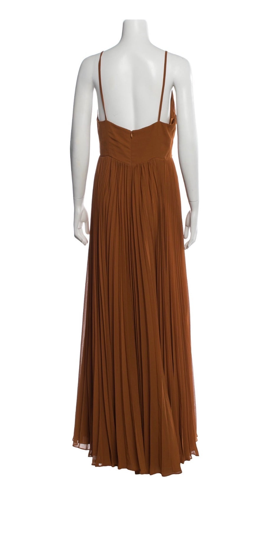 Fame & Partners Pleated V-Neck Maxi Dress – Brown & Orange