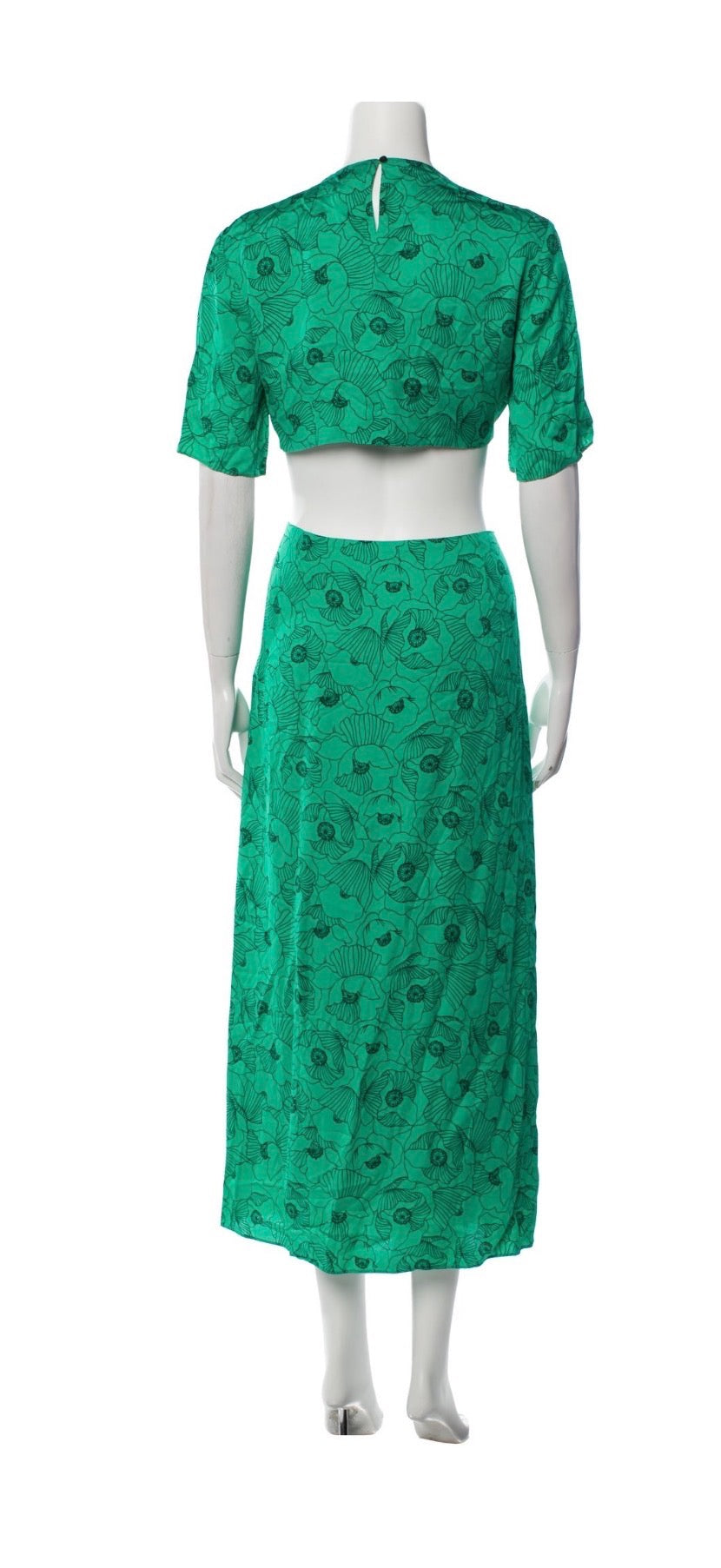 The Kooples Green Floral Cutout Long Dress