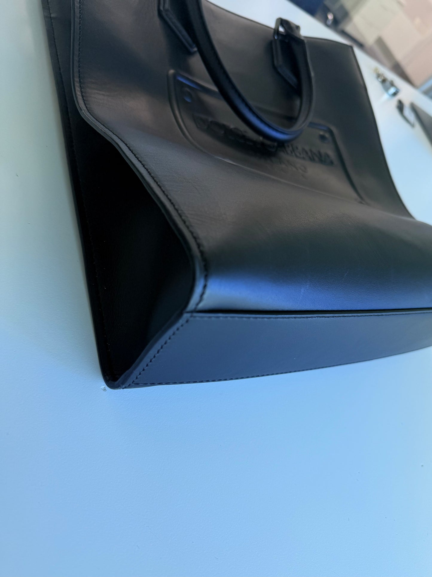 Dolce & Gabbana Calf Skin Leather logo-debossed tote bag Like New