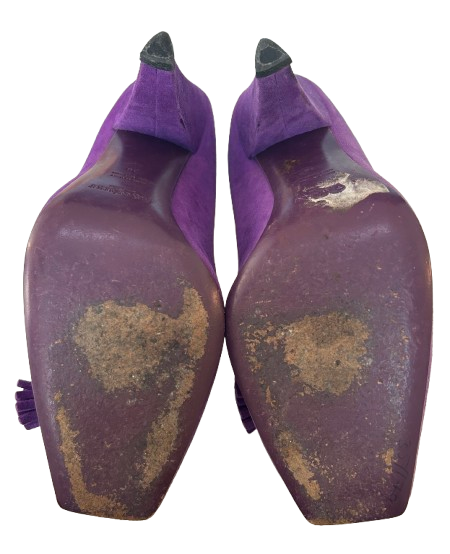 Yves Saint Laurent Purple Suede Tassel Pumps