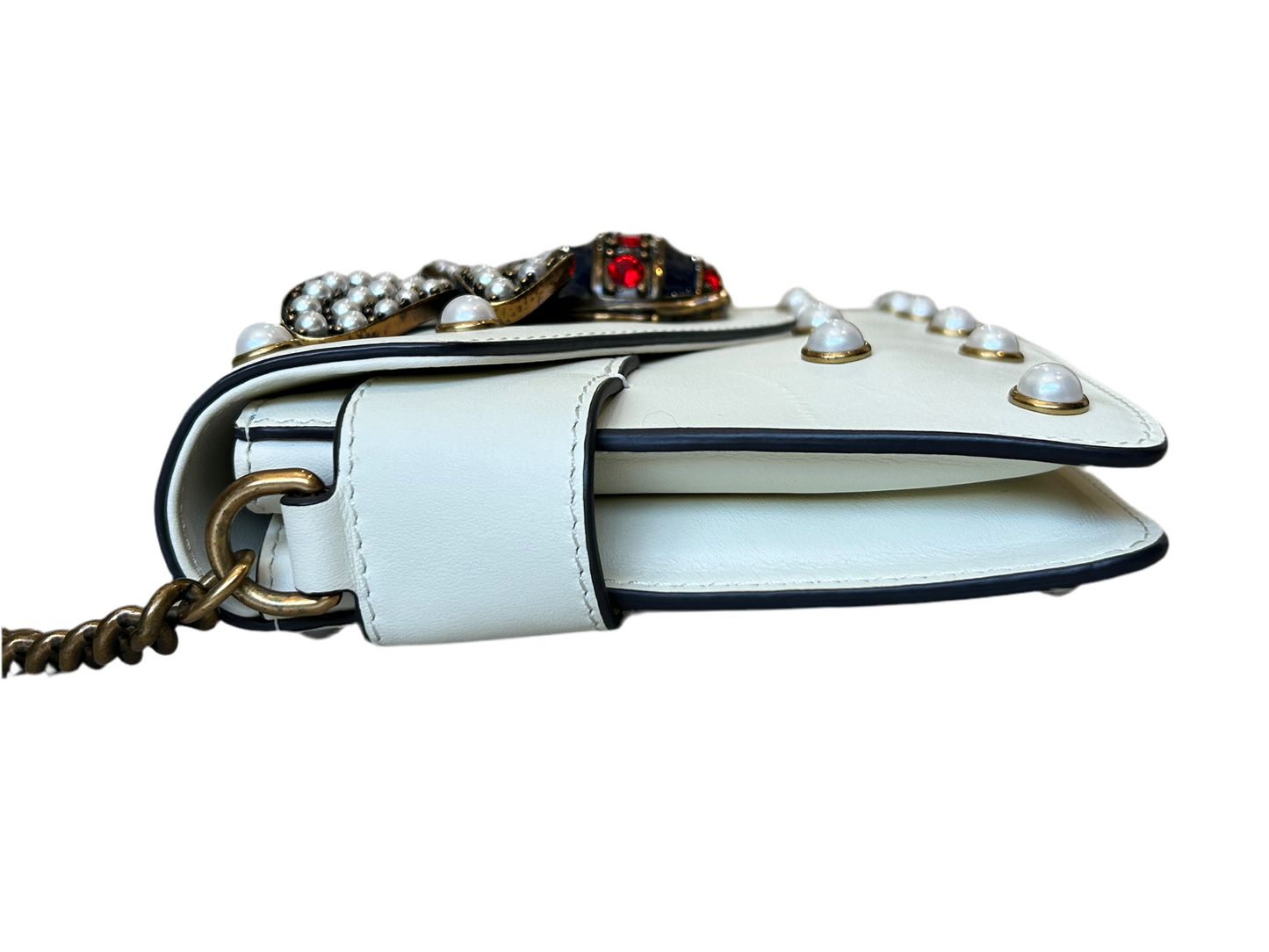 Gucci Ivory Queen Margaret Broadway Leather Pearl Bag