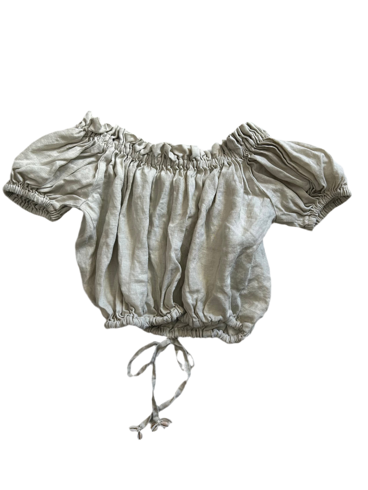 Andi Bagus Tan linen crop top