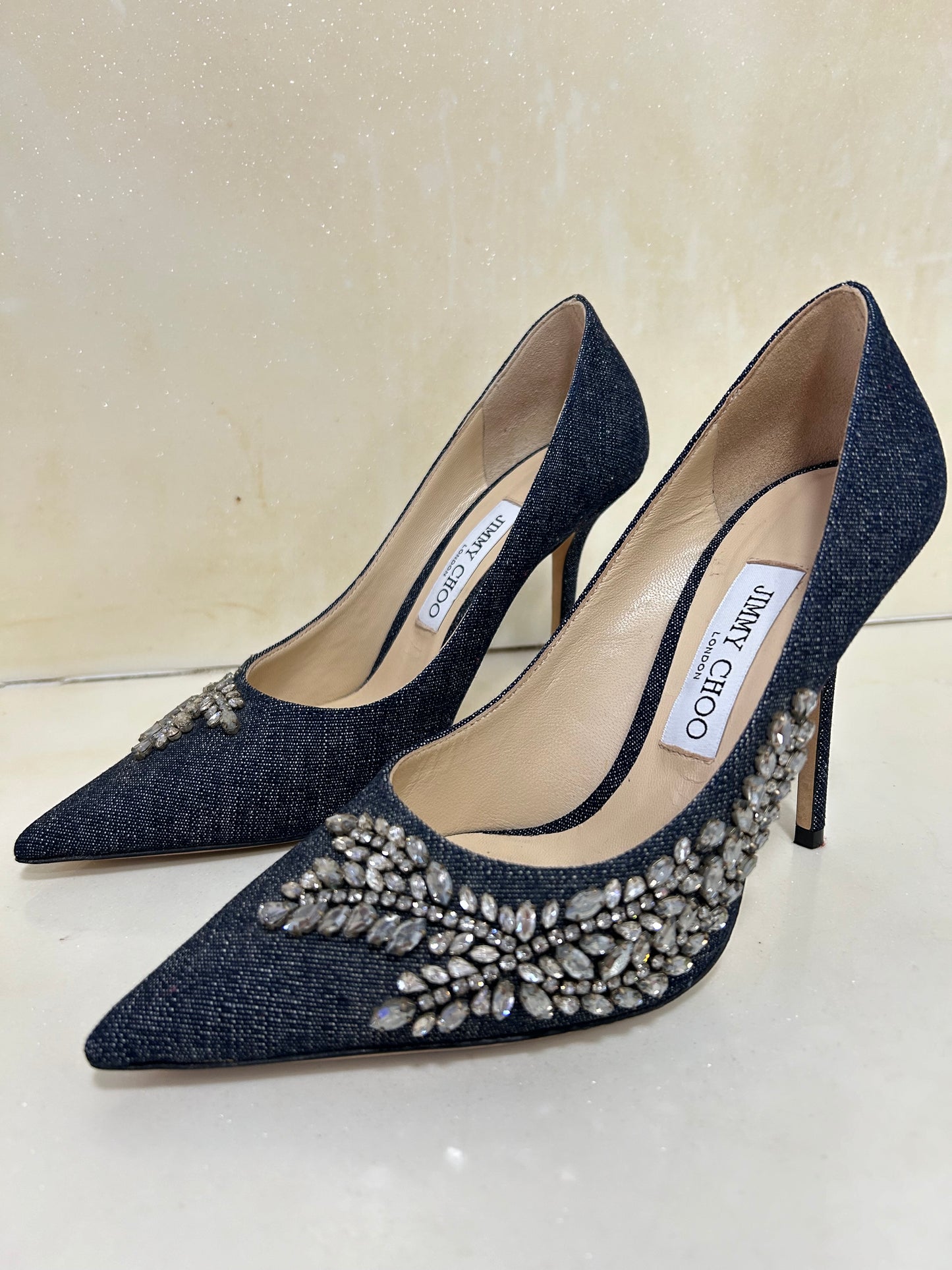 Jimmy Choo Love 100 Denim Pumps 38.5