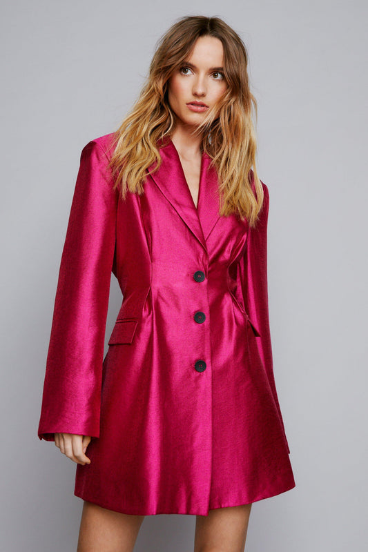 Metallic Magenta Blazer Dress