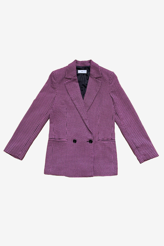 MNG Pink Houndstooth Blazer