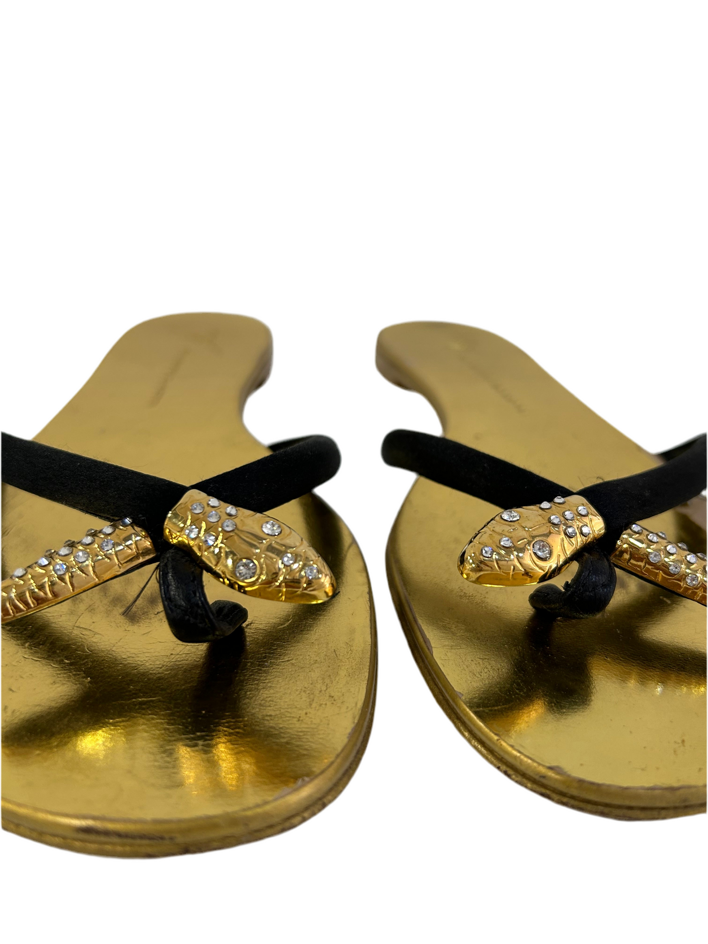 Giuseppe Zanotti Gold Snake Silk Sandals 37