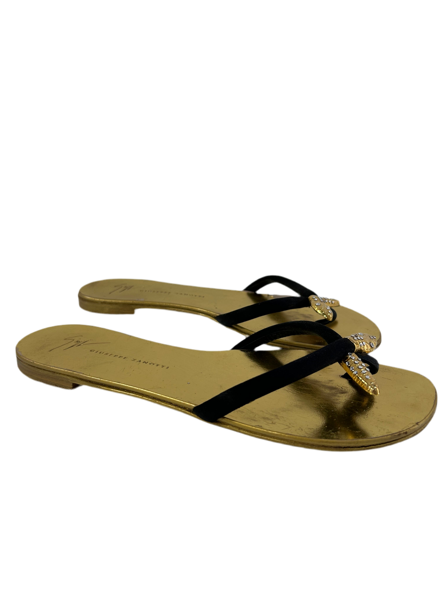 Giuseppe Zanotti Gold Snake Silk Sandals 37