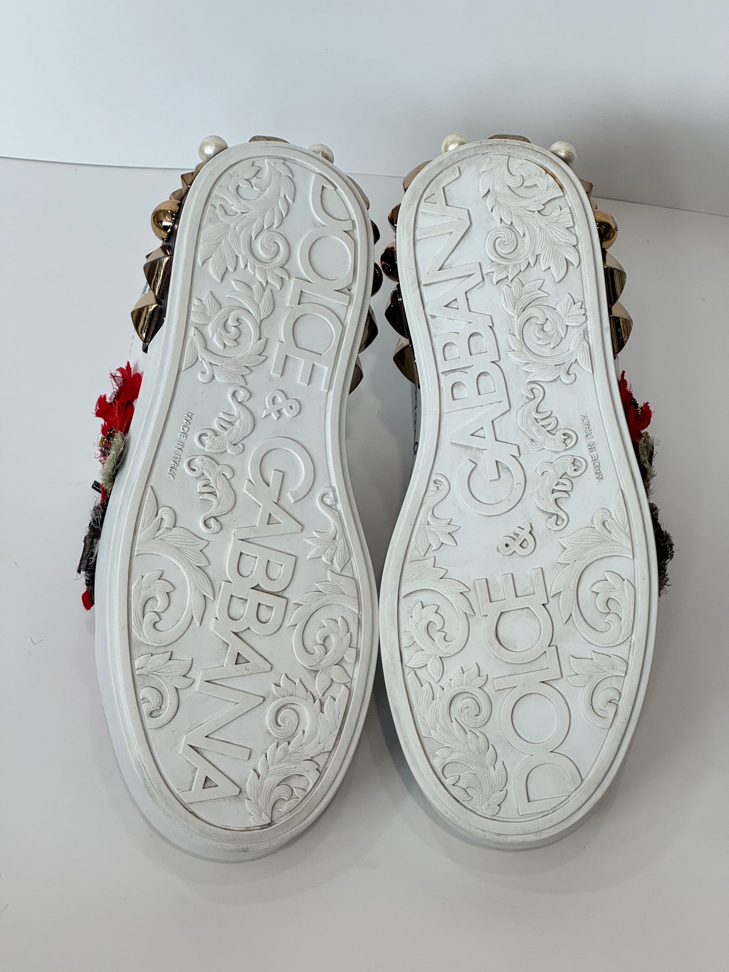 Dolce & Gabbana Portofino Flower Embellished Sneakers