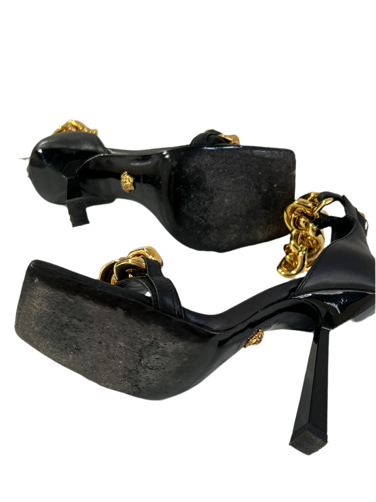 Versace Medusa Nappa Gold Chain Heels 36.5