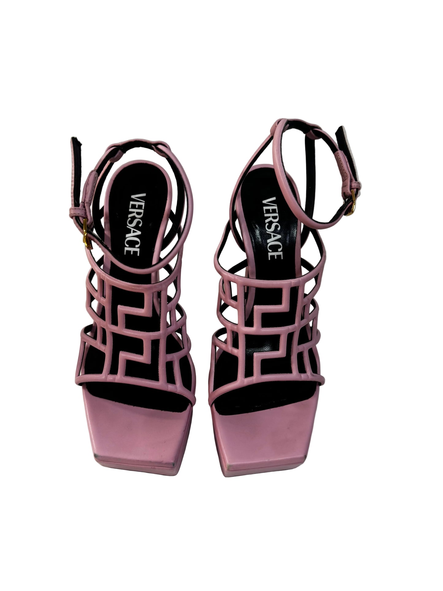 Versace Pink Greca Maze Heels