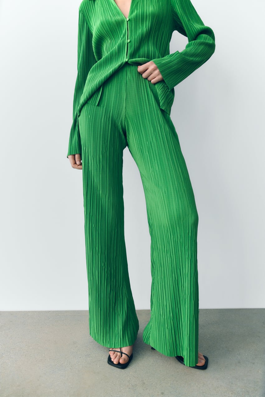 Green Zara Pleated Set