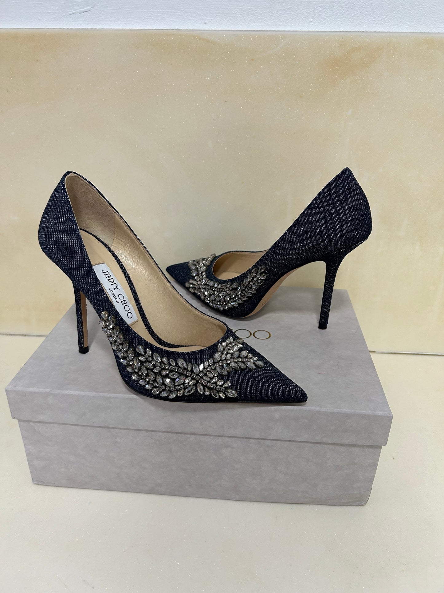 Jimmy Choo Love 100 Denim Pumps 38.5