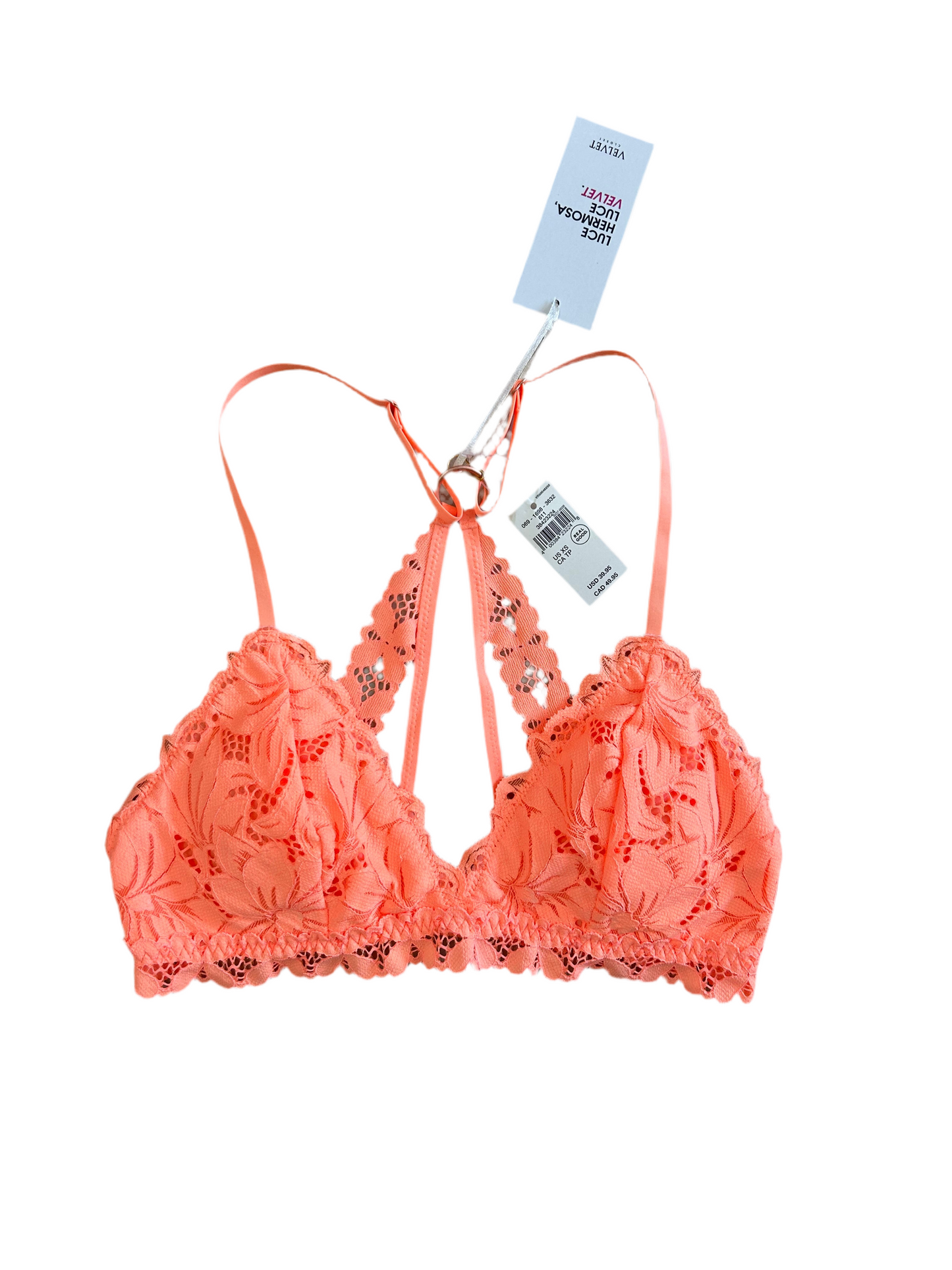 Orange lace bralette Top XS