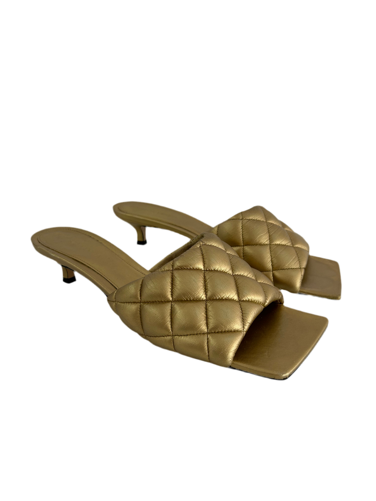 Bottega Veneta Gold Mules 38.5