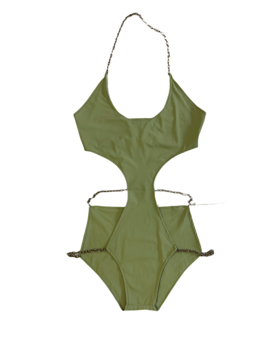 Green bodysuit with chains S