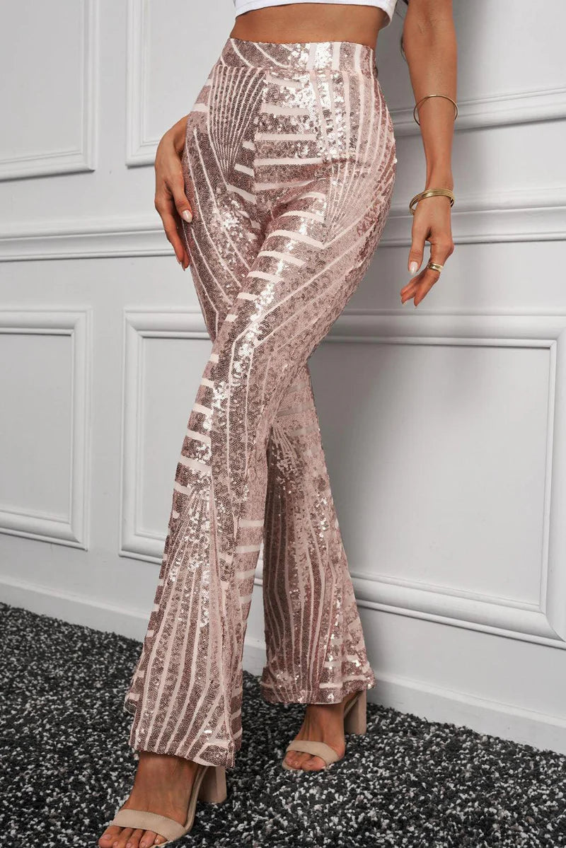 Rose Gold Sequin Flare Pants