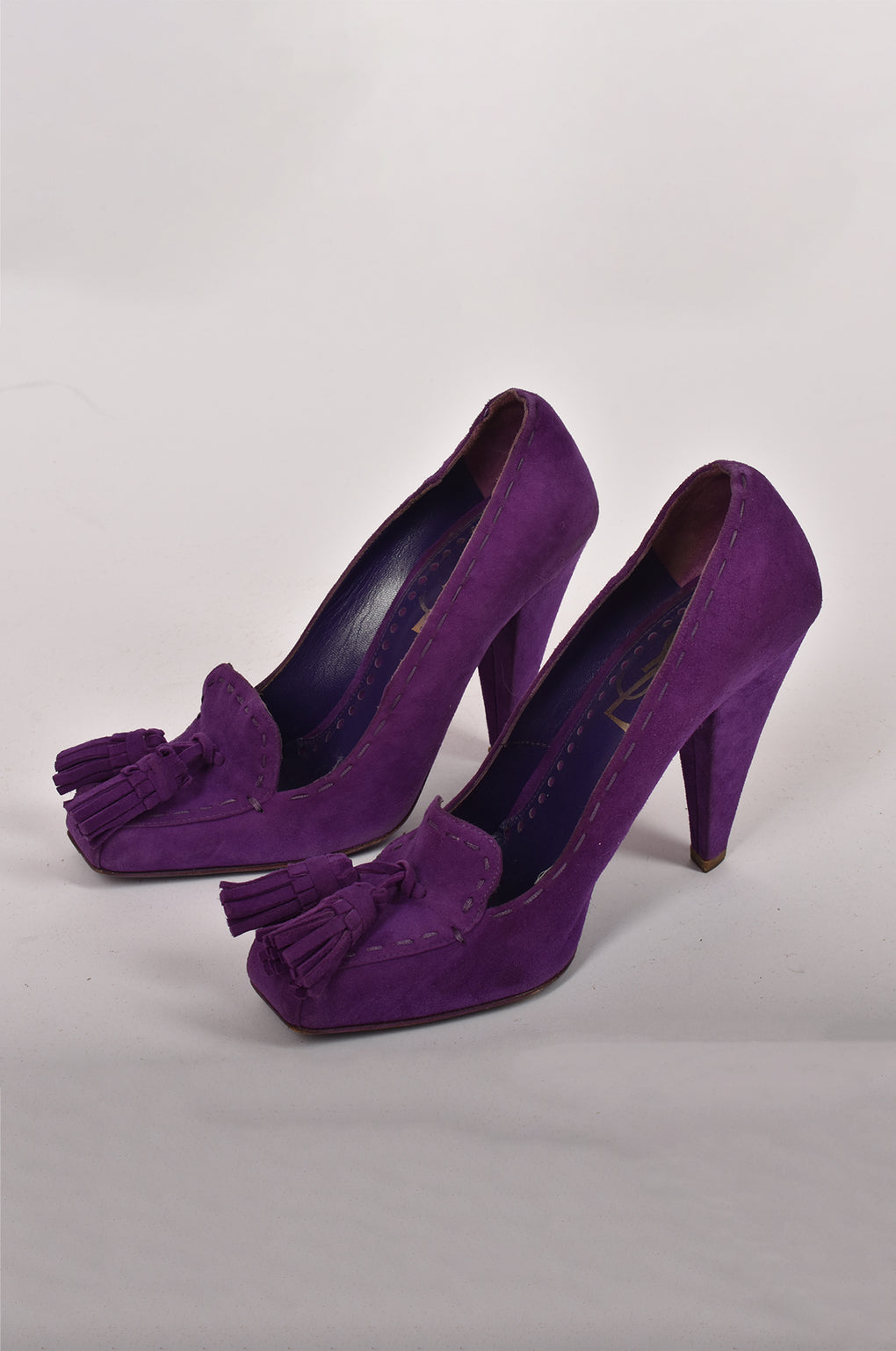 Vintage Saint Laurent Violet Suede Tassel Pump