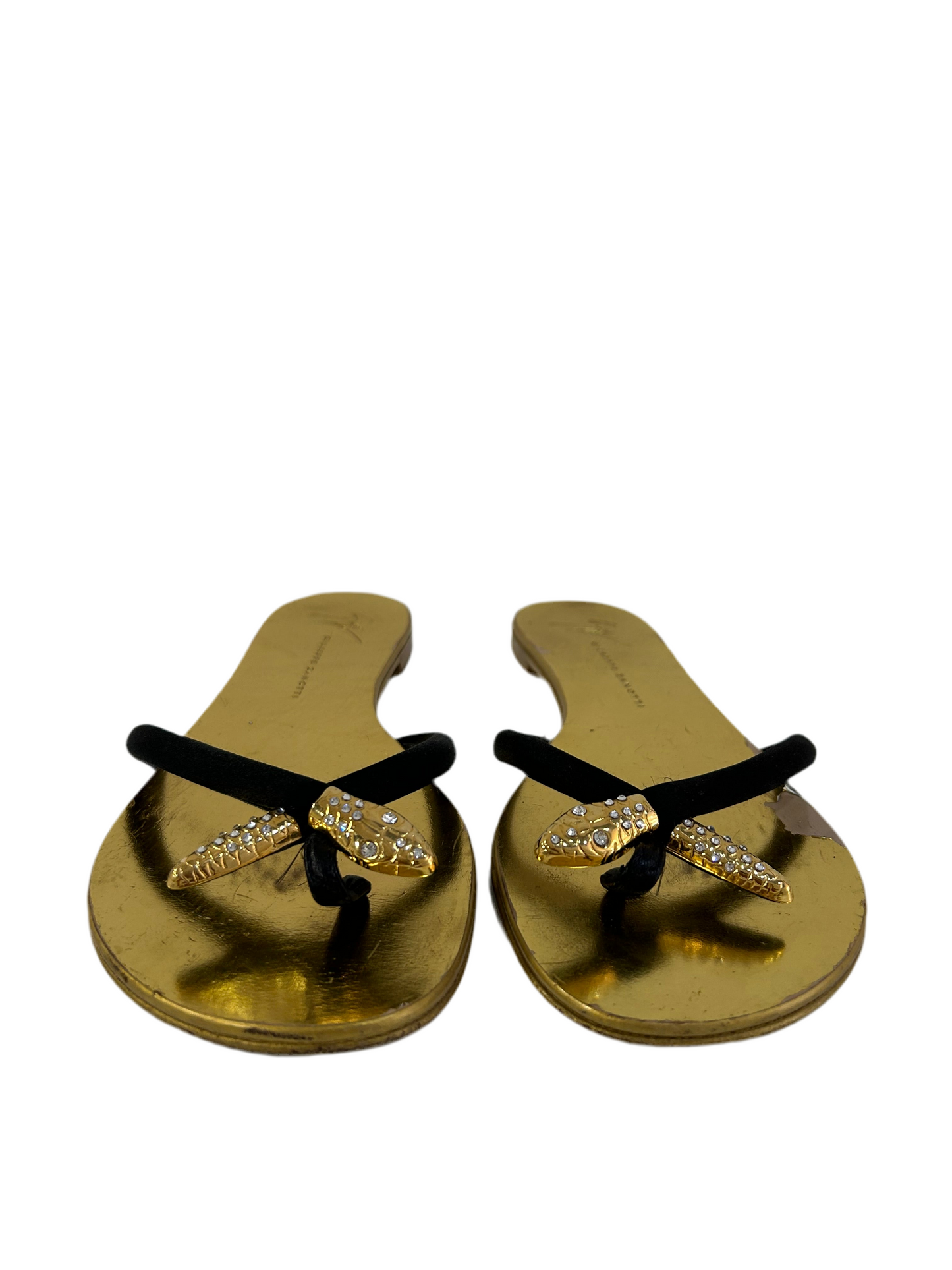 Giuseppe Zanotti Gold Snake Silk Sandals 37