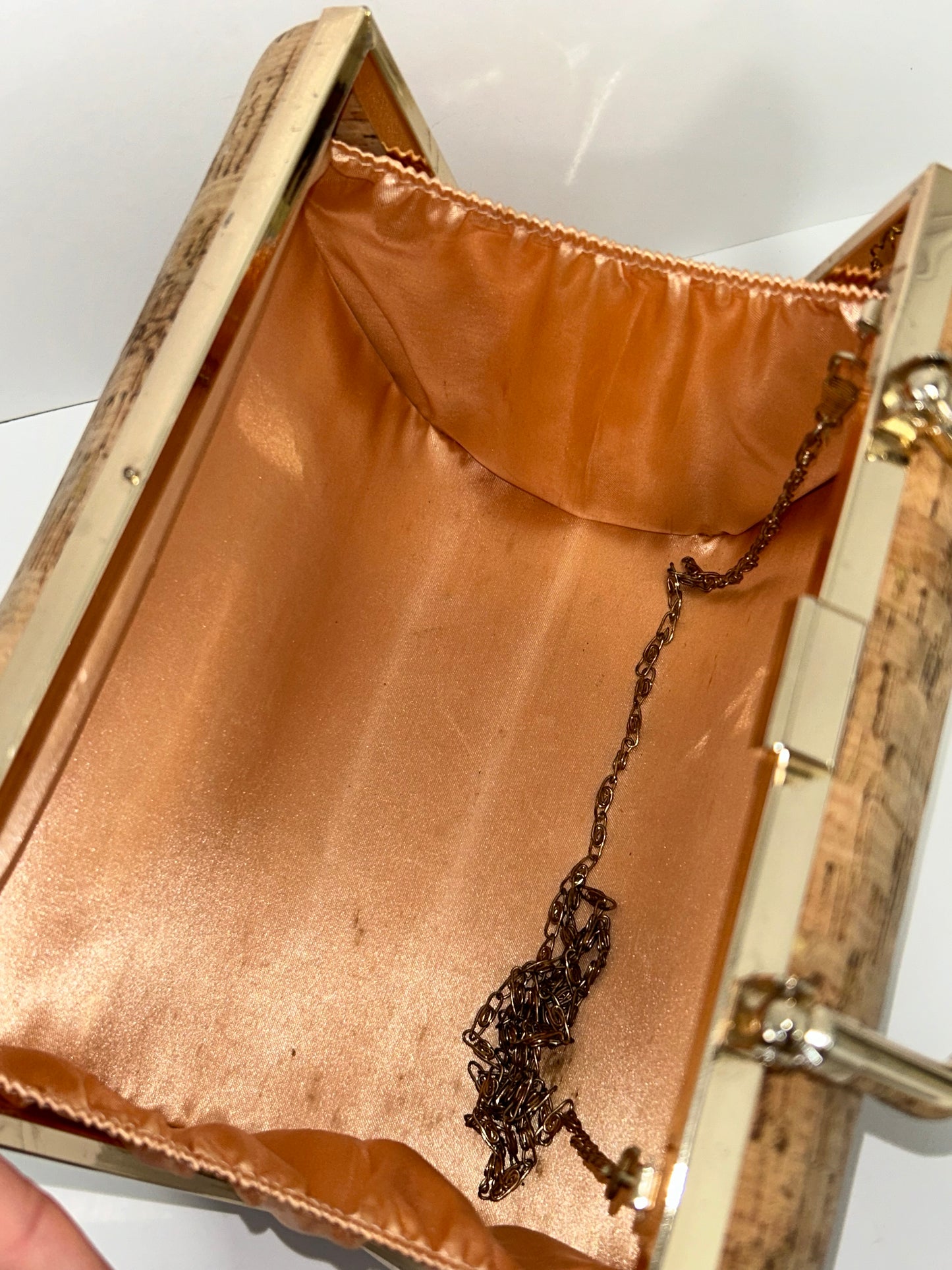 Cork clutch with gold chain
